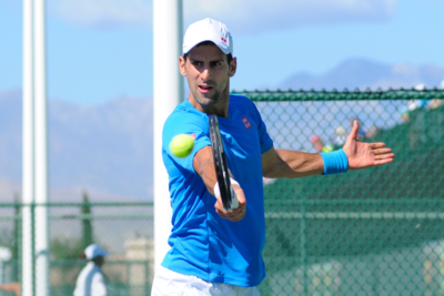Novak Djokovic Playing Backhand in Practise