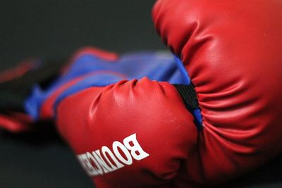 Pair of Red and Blue Boxing Gloves